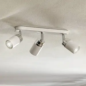 Luminex Spot pour plafond Reno, à 3 lampes, blanc/chromé pas cher