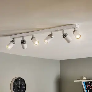 Luminex Spot pour plafond Reno, à 6 lampes, blanc/chromé pas cher
