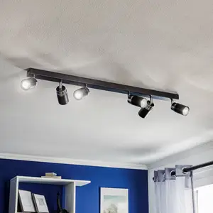 Luminex Spot pour plafond Rondo noir/chrome, à 6 lampes pas cher
