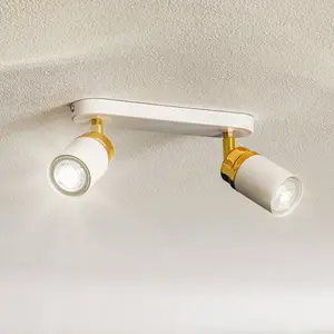 Luminex Plafonnier à spots Rondo blanc/doré, à 2 lampes pas cher