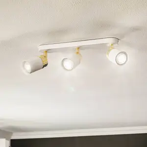 Luminex Plafonnier à spots Rondo blanc/doré, à 3 lampes pas cher