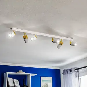 Luminex Spot pour plafond Rondo blanc/or à 6 lampes pas cher