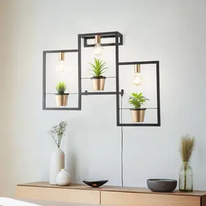 Comparateur de prix : Luminex Applique murale Flores, à 3 lampes, noir/or, avec connecteur