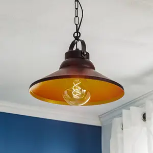 Luminex Suspension Taft avec abat-jour noir et or pas cher