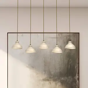 Luminex Suspension Sven, 5 lampes, beige, acier pas cher
