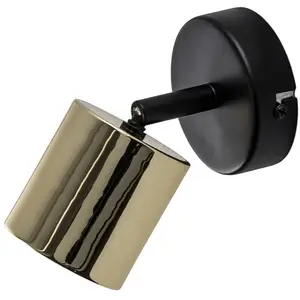Comparateur de prix : Luminex Spot mural Demia, noir/laiton, 10 cm de large, GU10