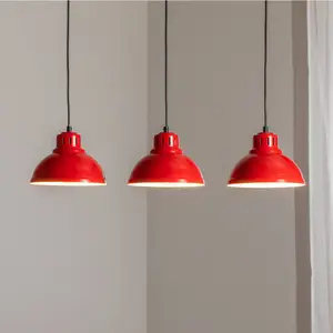Luminex Suspension Sven, à 3 lampes, rouge, acier, E27 pas cher
