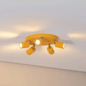 Luminex Spot pour plafond Fun, jaune, Ø 30 cm, orientable, GU10 pas cher