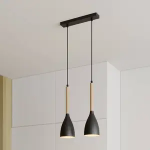 Luminex Suspension Muza à 2 lampes, noire/dorée pas cher