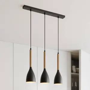 Luminex Suspension Muza à 3 lampes, noire/dorée pas cher