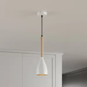 Luminex Suspension Muza à 1 lampe, blanche/dorée pas cher