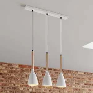 Luminex Suspension Muza à 3 lampes, blanche/dorée pas cher