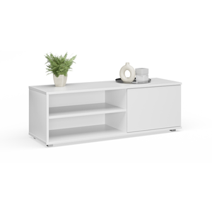 KOBI Meuble tv - viva - blanc - jambes en plastique- style scandinave - l 110 cm x p 35 cm x h 37 cm   blanc pas cher