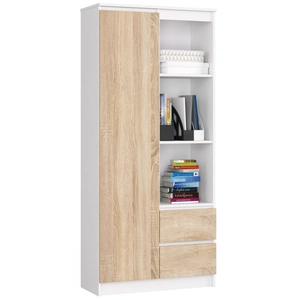 Comparateur de prix : Bibliothèque de bureau AKORD R11 Blanche 80 cm 1 porte 2 tiroirs façad...