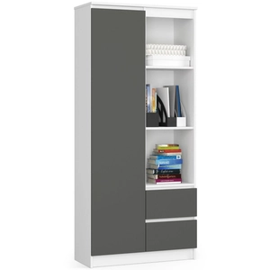 Bibliothèque de bureau AKORD R11 Blanche 80 cm 1 porte 2 tiroirs façad...Vendu parcarrefour