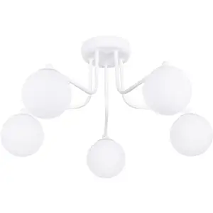 Sollux - Lustre Astral acier/verre 5xG9 58cm pas cher