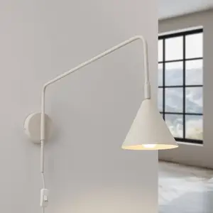 SOLLUX LIGHTING Applique murale LYS, beige, Ø 14 cm, métal, fiche, E14 pas cher