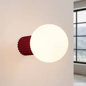 SOLLUX LIGHTING Applique murale ORBI, rouge foncé, verre/métal, Ø 12 c... pas cher