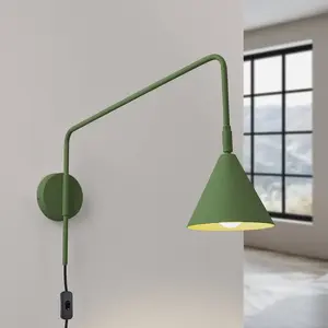 SOLLUX LIGHTING Applique murale LYS, vert olive, Ø 14 cm, métal, fiche... pas cher