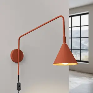 SOLLUX LIGHTING Applique murale LYS, ocre, Ø 14 cm, métal, fiche, E14 pas cher