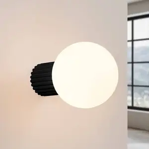 SOLLUX LIGHTING Applique murale ORBI, noir, verre/métal, Ø 12 cm, IP44... pas cher