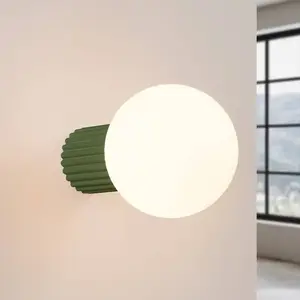 SOLLUX LIGHTING Applique murale ORBI, vert olive, verre/métal, Ø 12 cm... pas cher