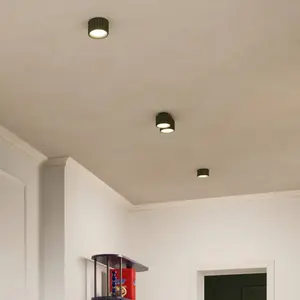 SOLLUX LIGHTING Plafonnier RIBLA, vert olive, Ø 10 cm, métal, GX53 pas cher