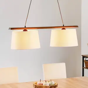 Lamkur Suspension Sweden à 2 lampes, chêne rustique pas cher