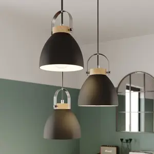 Lamkur Suspension Bergen à 3 lampes, ronde, graphite