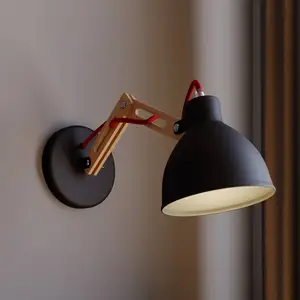 Comparateur de prix : Lamkur Applique Skansen, bras ajustable en bois, noire