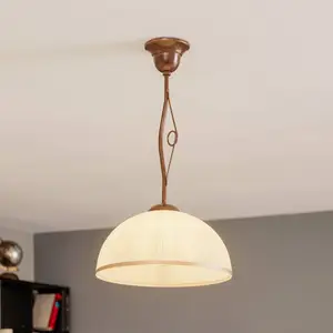 Lamkur Suspension Roma en blanc et brun, à une lampe pas cher