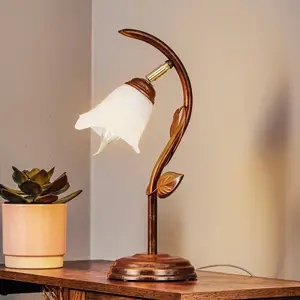 Lamkur Lighting - Lamkur Bluszcz Lampe de table avec abat-jour marron, 4x E14 pas cher