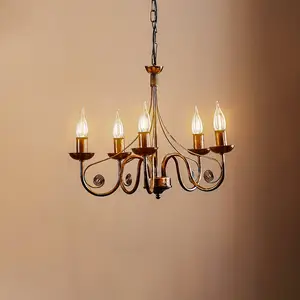 Lamkur Lustre Ayleen en acier, à cinq lampes, noir pas cher