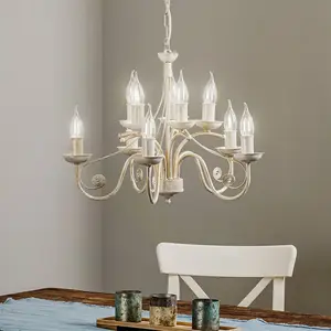 Lamkur Lustre Ayleen en acier, à dix lampes, blanc pas cher