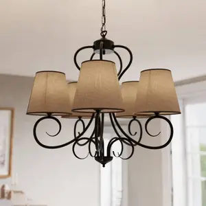 Lamkur Lustre Midgrad à cinq lampes, brun pas cher