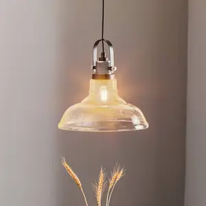 Lamkur Suspension Teo avec abat-jour en verre, chromée pas cher