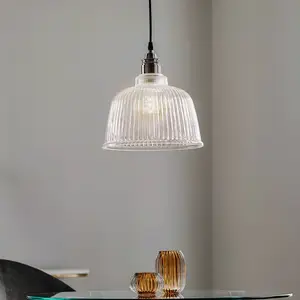 Lamkur Suspension Leana, transparent, 1 lampe, chromée pas cher