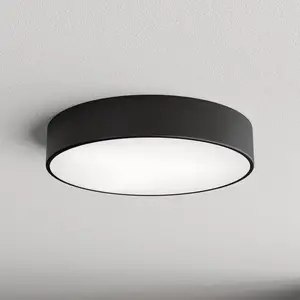 TEMAR LIGHTING Plafonnier Cleo 400, noir, capteur, IP54, Ø 40 cm, méta... pas cher