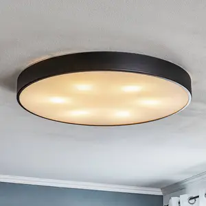 TEMAR LIGHTING Plafonnier Cleo diffuseur de verre, noir, Ø 78cm pas cher