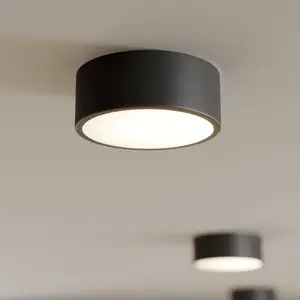TEMAR LIGHTING Plafonnier Cleo, Ø 20 cm, IP20, noir, métal, E27 pas cher