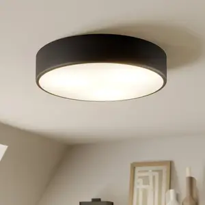 TEMAR LIGHTING Plafonnier Cleo, Ø 40 cm, IP20, noir, métal, E27 pas cher