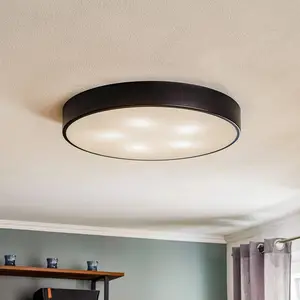 TEMAR LIGHTING Plafonnier Cleo diffuseur de verre, noir, Ø 60cmVendu parluminaire