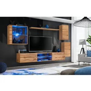 Comparateur de prix : AC-DÉCO Ensemble Meuble Tv Mural Switch Xxiii - L 250 X P 40 X H 140 Cm - Marron