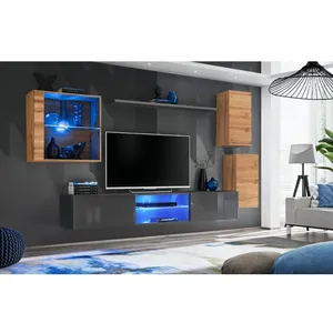 Paris Prix Ensemble Meuble TV "Switch XXIII" 250cm Naturel & Gris