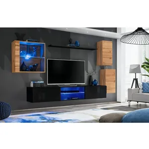 Paris Prix Ensemble Meuble TV "Switch XXIII" 250cm Naturel & Noir pas cher