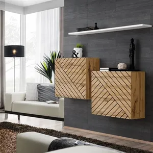 Comparateur de prix : Lot de 2 Blocs & Etagère Switch SBI 130cm Naturel Rainuré & Blanc
