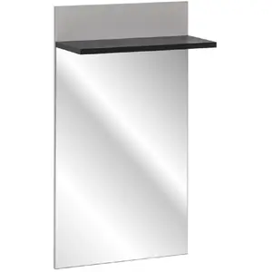 Comparateur de prix : Miroir mural avec étagère hugo 107cm gris & noir