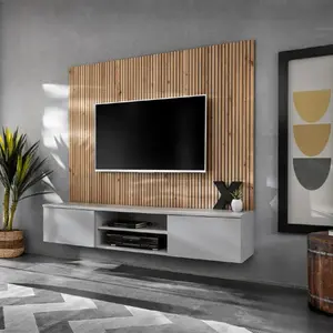 Ensemble meuble tv rayure xari 160cm naturel & gris