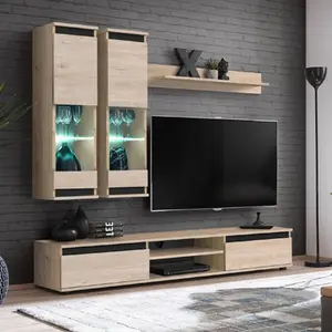 Ensemble meuble tv 4p modo 175cm naturel pas cher