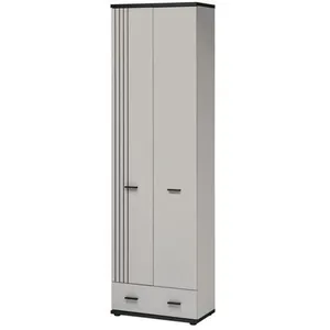 Armoire 2 portes & 1 tiroir hugo 60cm gris & noir pas cher